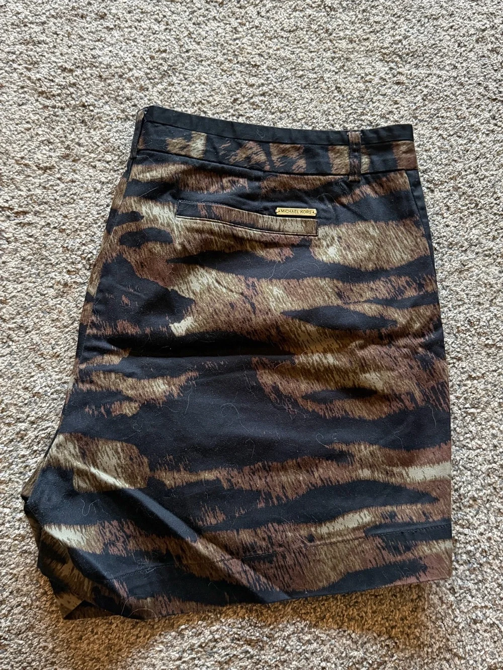 Michael Kors Black & Brown Animal Print Dress Shorts NWOT